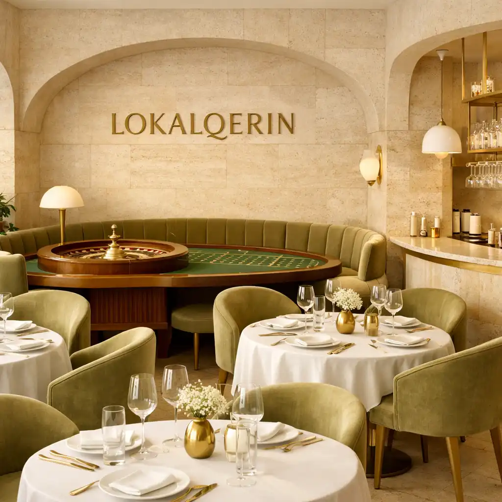 Eleganckie wnętrze restauracji Lokalqerin z widocznym stołem do ruletki w tle